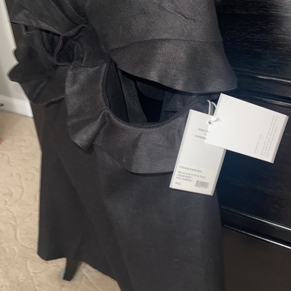 ZIMMERMANN Postcard Linen Ruffle Tie-Back Minidress NWT - Picture 6 of 9